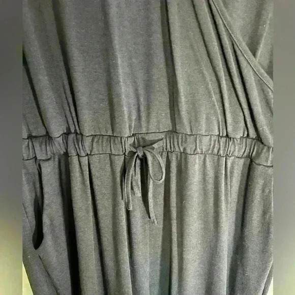 Women's Casual Deep V-Neck Short Sleeve Wrap Drawstring Waist Jumpsuit Romper - Picture 4 of 6